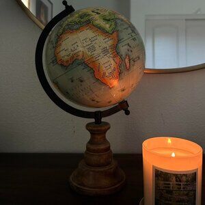 Vintage looking globe, with wood base